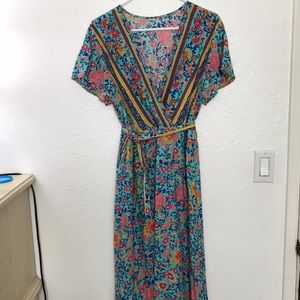 Cute boho floral wrap dress